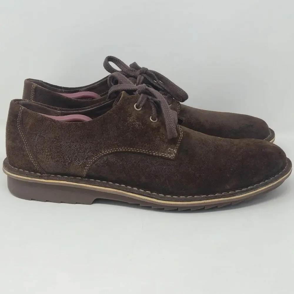 Clarks Men's 13 M Brown Suede Oxford Shoes 82655 Plain Toe Casual Comfort